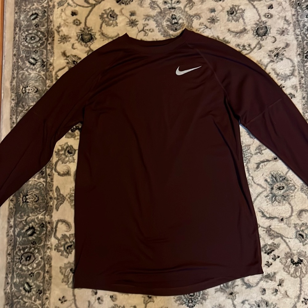 Maroon (Red) Long Sleeve Nike Dri-Fit Athletic Shirt